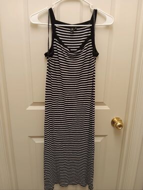 Volcom Black & White Striped Tank Maxi Dress